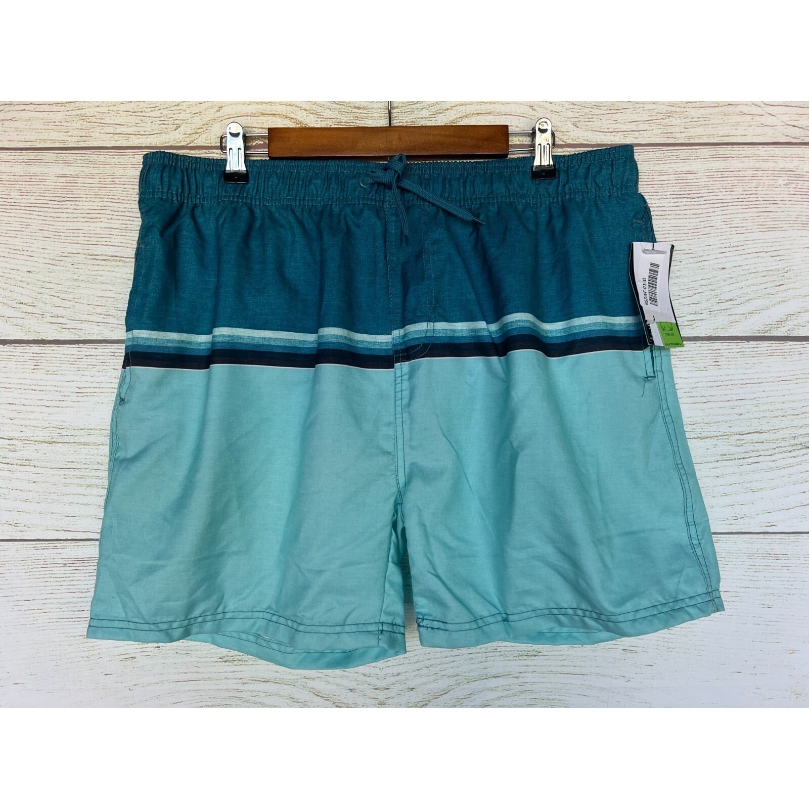 Burnside Trunk Swim Shorts Mens Size Xlarge Teal Striped Swim Trunk Shorts New